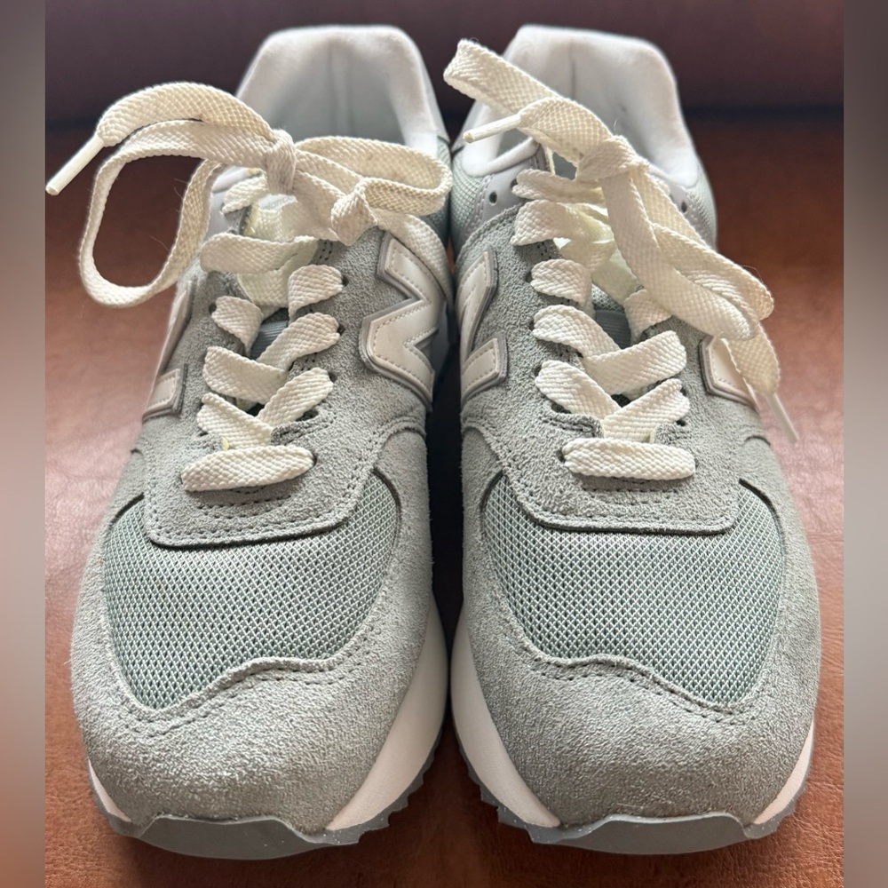 New Balance 574+ Women’s 10 Juniper Green Platform Sneakers WL574ZSG EUC - Picture 5 of 10